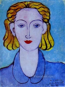 抽象的かつ装飾的 Painting - 青いブラウスを着た若い女性 芸術家秘書リディア・デレクタースカヤの肖像 1939 フォーヴィスト